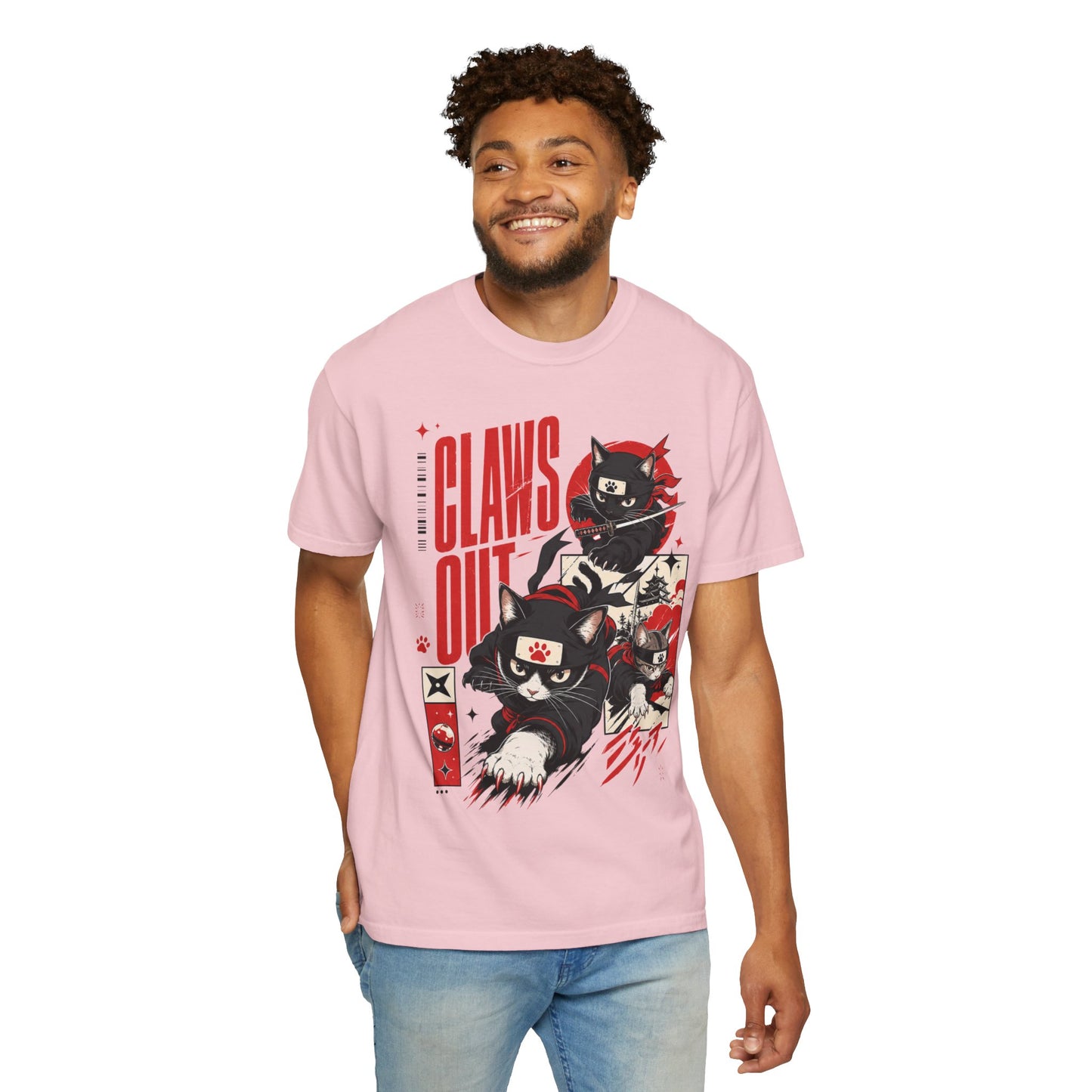 Claws Out Cat Graphic T-Shirt — Retro Ninja Kitties Tee