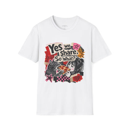 T-Shirt — "Yes We Share, So What?" Retro Collage Graphic Tee
