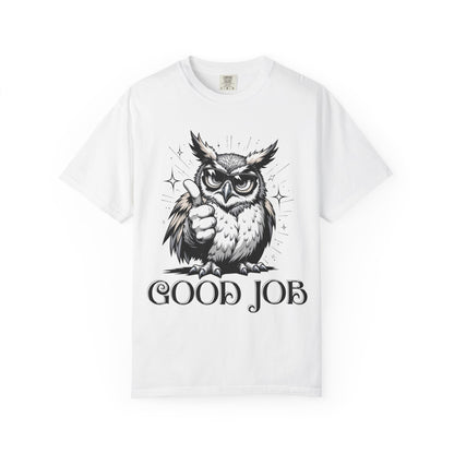 Good Job Owl T-Shirt — Thumbs-Up Retro Owl Graphic Tee