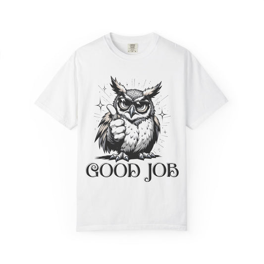 Good Job Owl T-Shirt — Thumbs-Up Retro Owl Graphic Tee