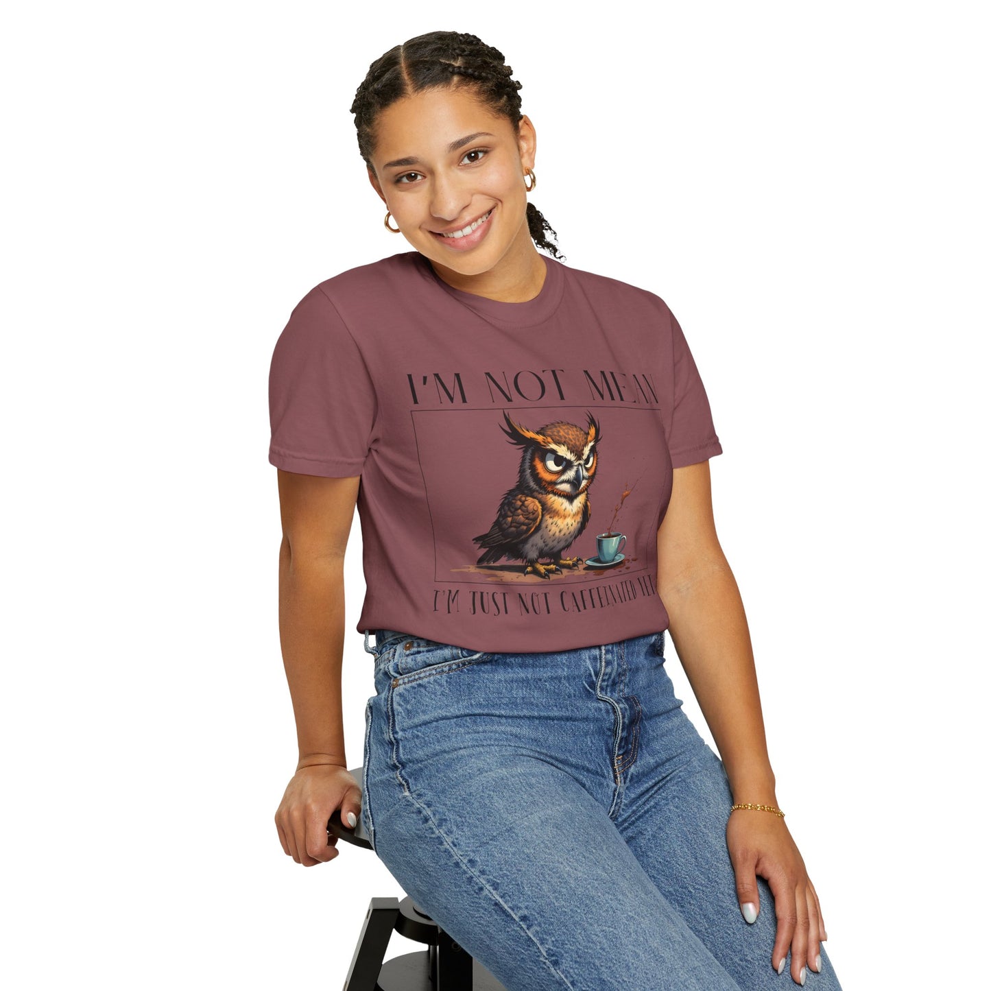I'm Not Mean Owl T-Shirt — Funny Coffee Owl Tee for Coffee Lovers
