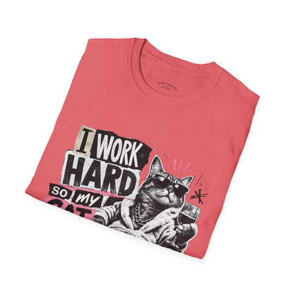 Cat Graphic T-Shirt — "I Work Hard So My Cat Can Live the Lifestyle I Deserve"