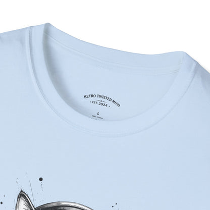 T-Shirt — Cat with Headphones "Mentally: Somewhere Else" – Cute Relaxed Graphic Tee for Cat Lovers