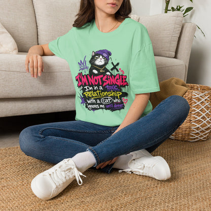 T‑Shirt — “I’m Not Single: I’m in a Toxic Relationship with a Cat” Graphic Tee