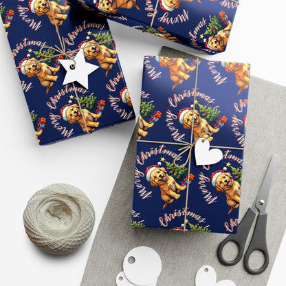 Wrapping Paper — Cute Golden Retriever Christmas Gift Wrap