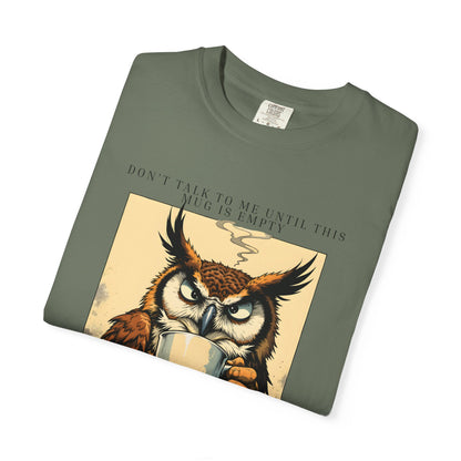 Coffee First Owl T-Shirt — Vintage Coffee Lover Graphic Tee