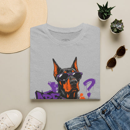 Doberman Graffiti T-Shirt — "You Sure?" Street Art Dog Tee