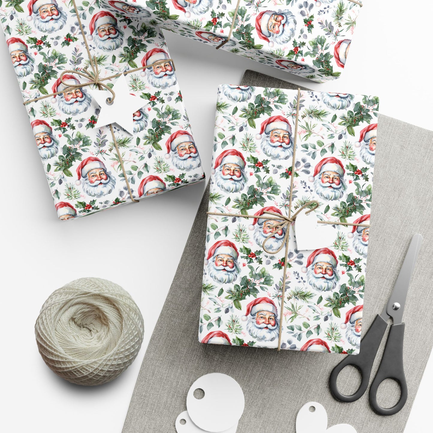 Santa Face Holiday Gift Wrap Paper - Festive Christmas Wrapping Sheets
