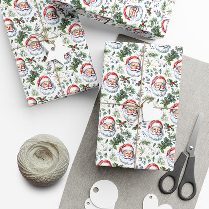 Santa Face Holiday Gift Wrap Paper - Festive Christmas Wrapping Sheets