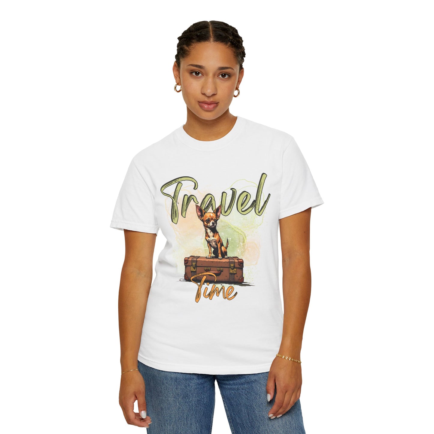Travel Time Unisex Garment-Dyed T-Shirt - Cute Dog Design for Animal Lovers