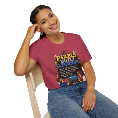 Pixels Built Legends T‑Shirt — Retro Gaming Nostalgia Tee