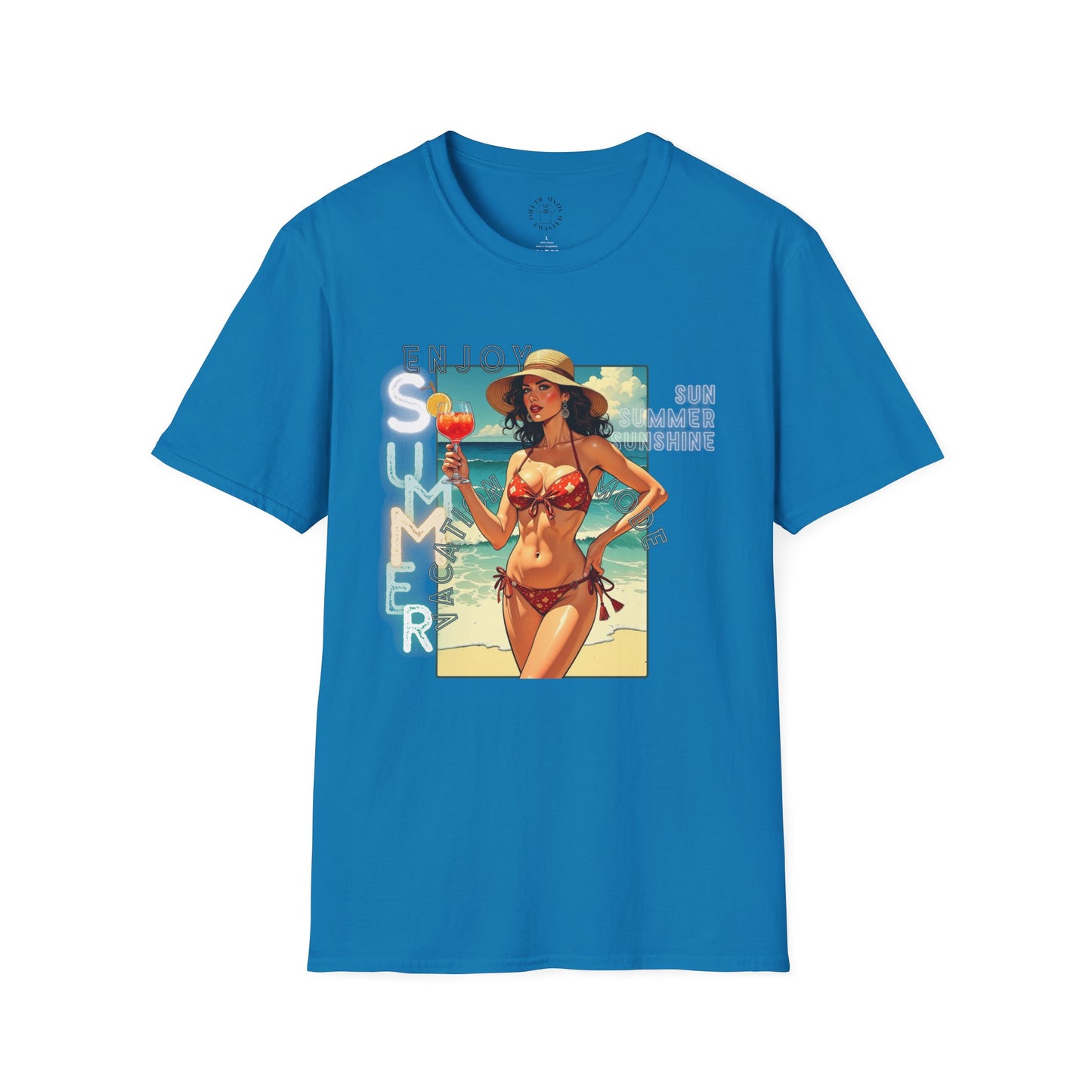 Enjoy Summer Vintage T-Shirt - Unisex Softstyle Tee for Beach Lovers