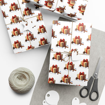 Wrapping Paper — Festive Gift Stack Pattern with Red Bows