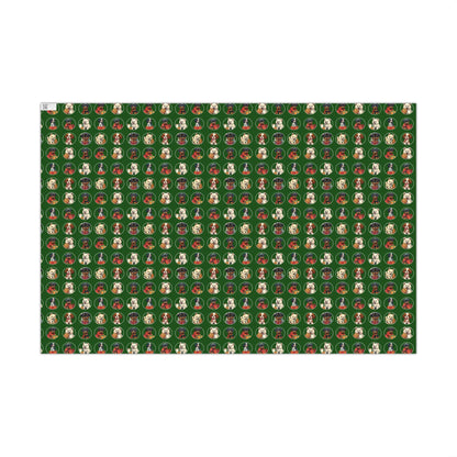 Christmas Dog Pattern Gift Wrap Paper – Green Holiday Puppy Wrapping Sheets