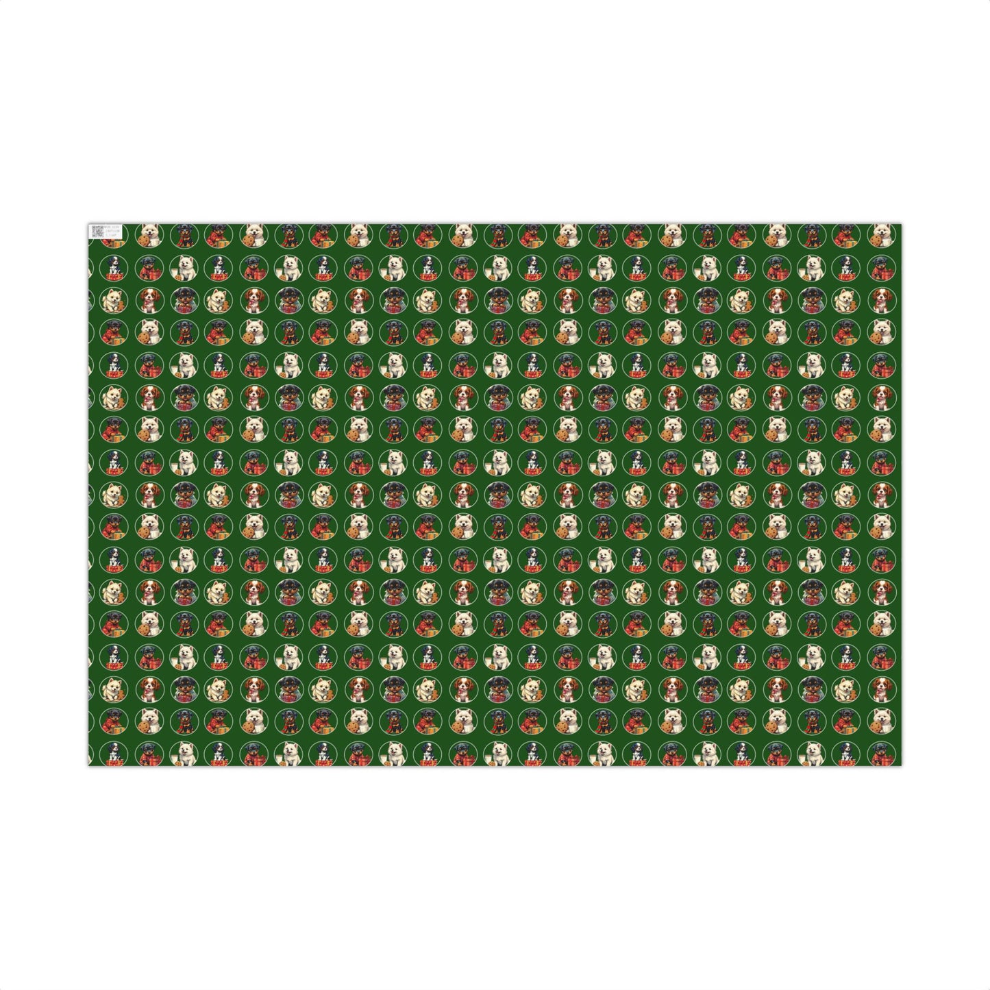 Christmas Dog Pattern Gift Wrap Paper – Green Holiday Puppy Wrapping Sheets