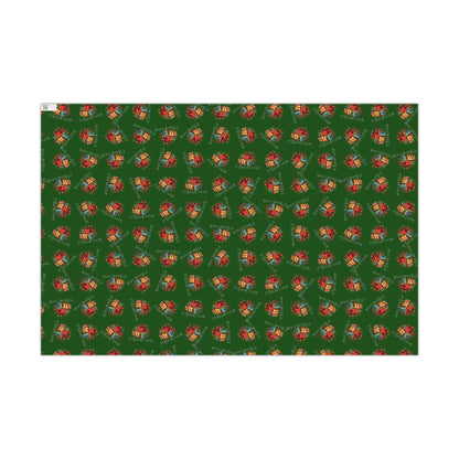 Christmas Gift Wrap Paper — Green Holiday Presents Pattern