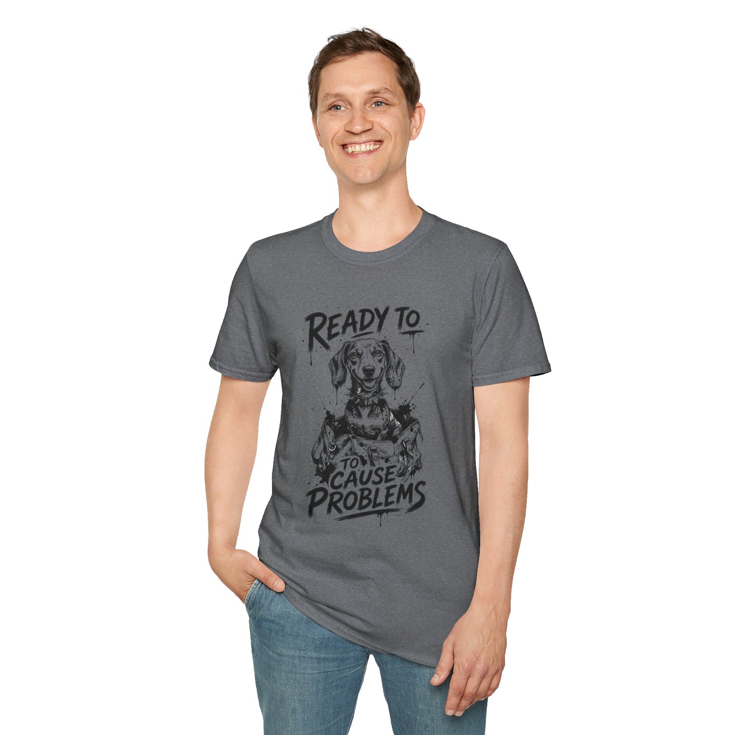 Ready To Cause Problems Dog T-Shirt — Funny Dachshund Graphic Tee
