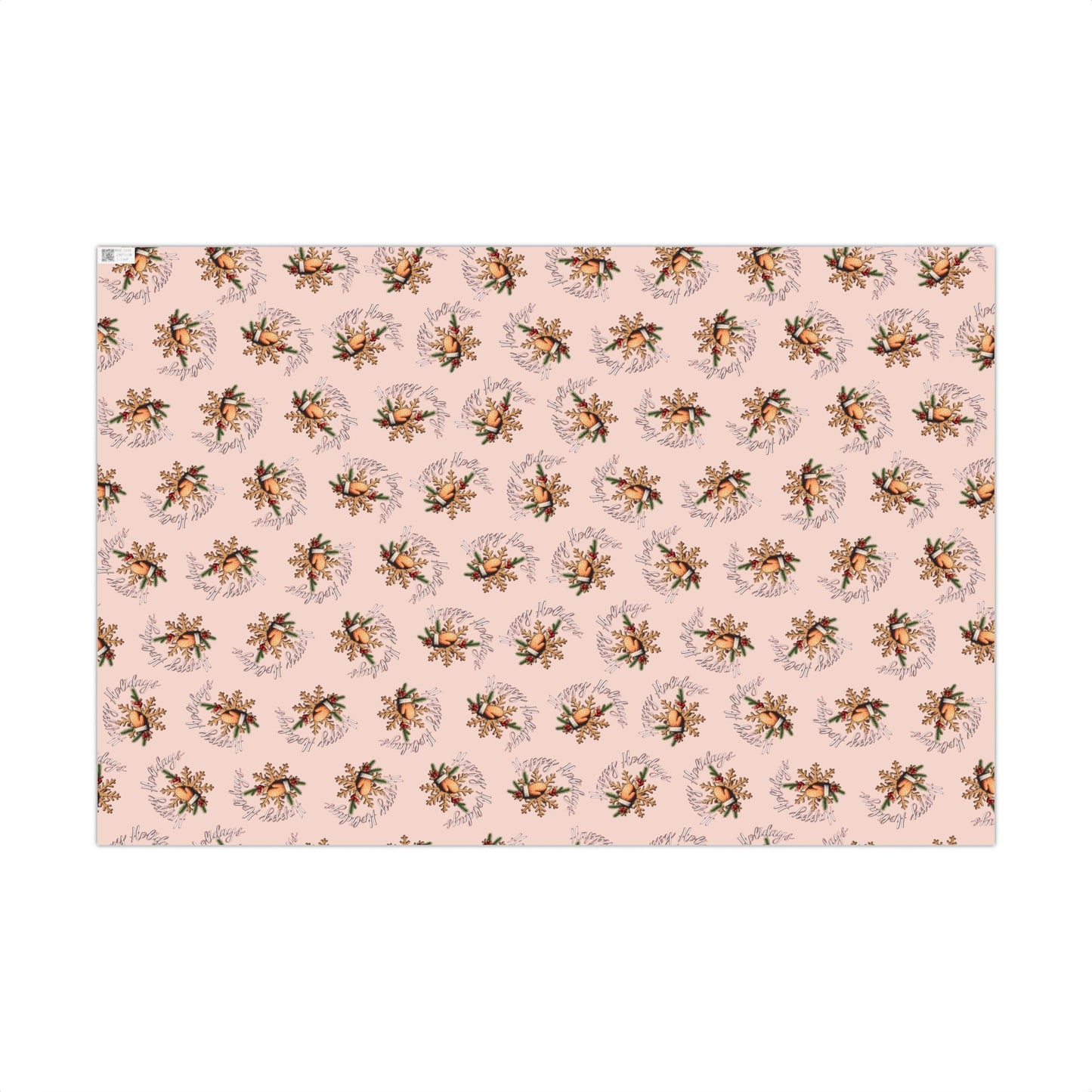 Gift Wrap Paper — Pink Vintage Floral Wreath Pattern (Holiday & Birthday Wrapping)
