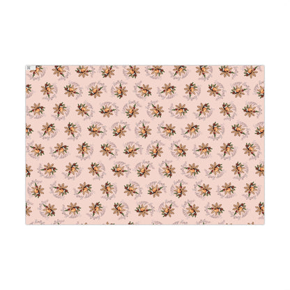Gift Wrap Paper — Pink Vintage Floral Wreath Pattern (Holiday & Birthday Wrapping)