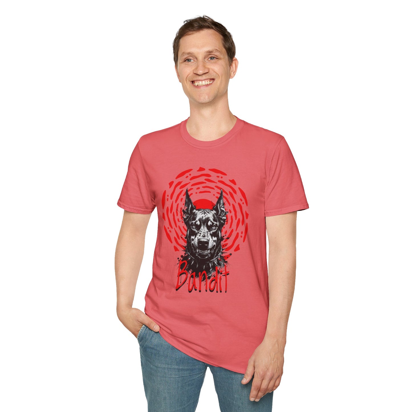 Doberman Graphic T-Shirt — Red Halo 'Bandit' Design