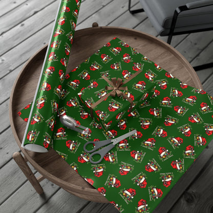 Christmas Santa Gift Wrap Paper — Festive Green Holiday Wrapping Sheets