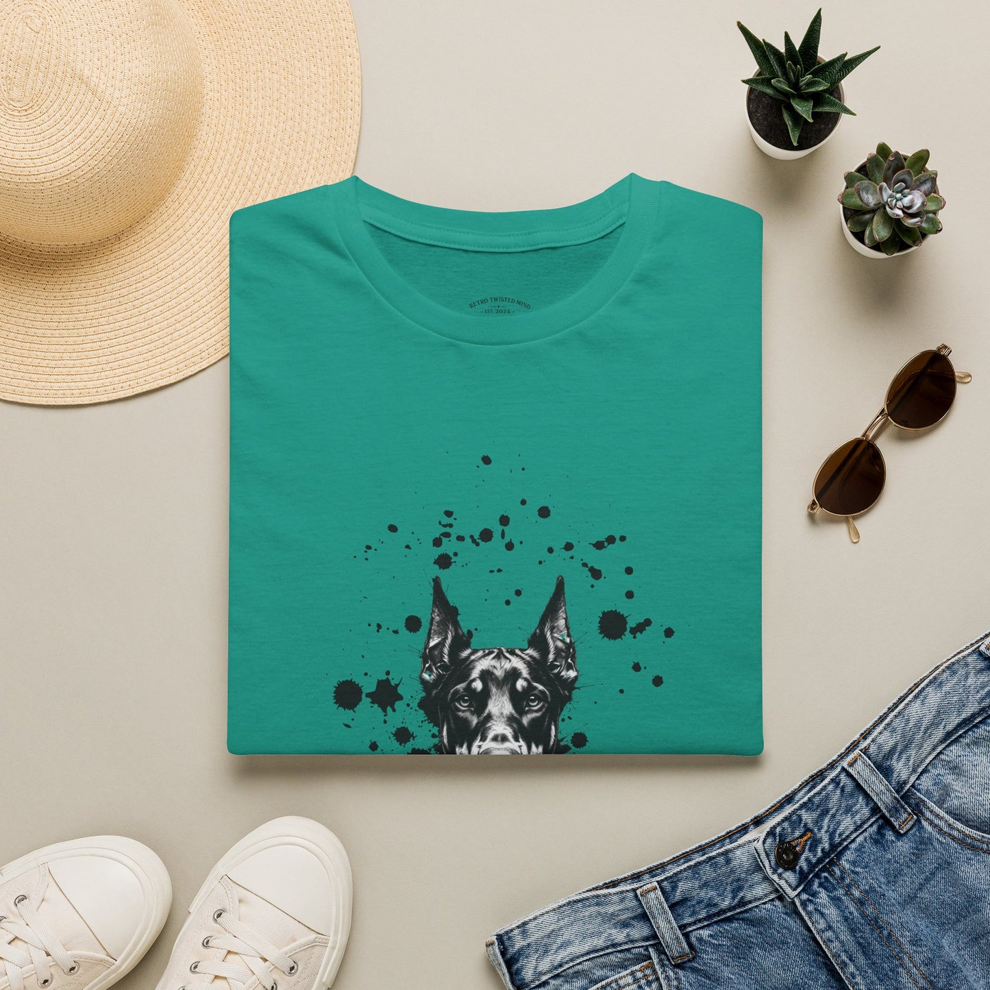 Doberman Ink Splatter T-Shirt