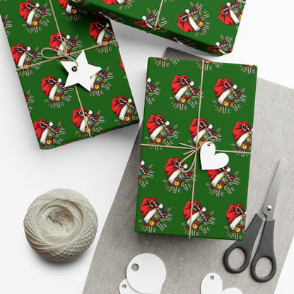 Christmas Santa Wreath Gift Wrap Paper — Festive Green Holiday Wrapping Sheets