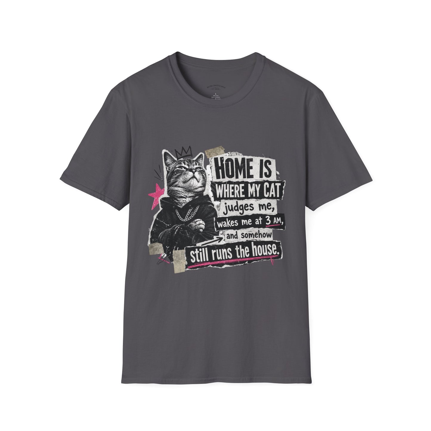 Cat T-Shirt — "Home Is Where My Cat Judges Me" Funny Graphic Tee