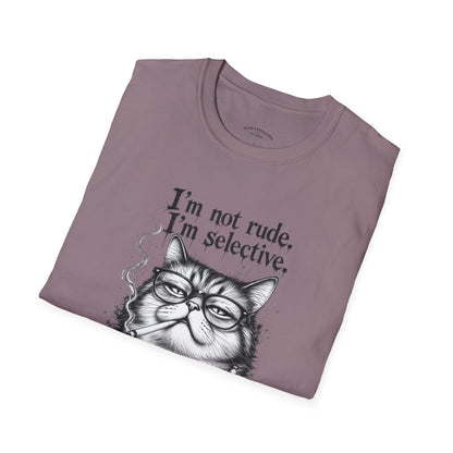 Cat Graphic T‑Shirt — "I'm Not Rude, I'm Selective" Funny Cat Tee