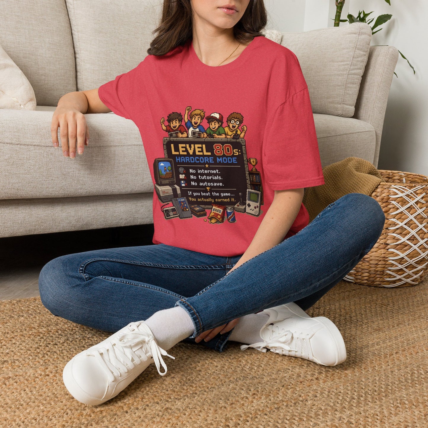 80s Level Up T-Shirt — 'Level 80s: Hardcore Mode' Retro Gaming Tee