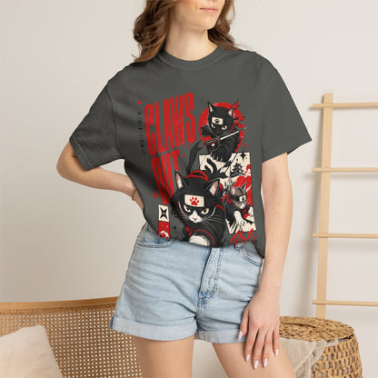 Claws Out Cat Graphic T-Shirt — Retro Ninja Kitties Tee