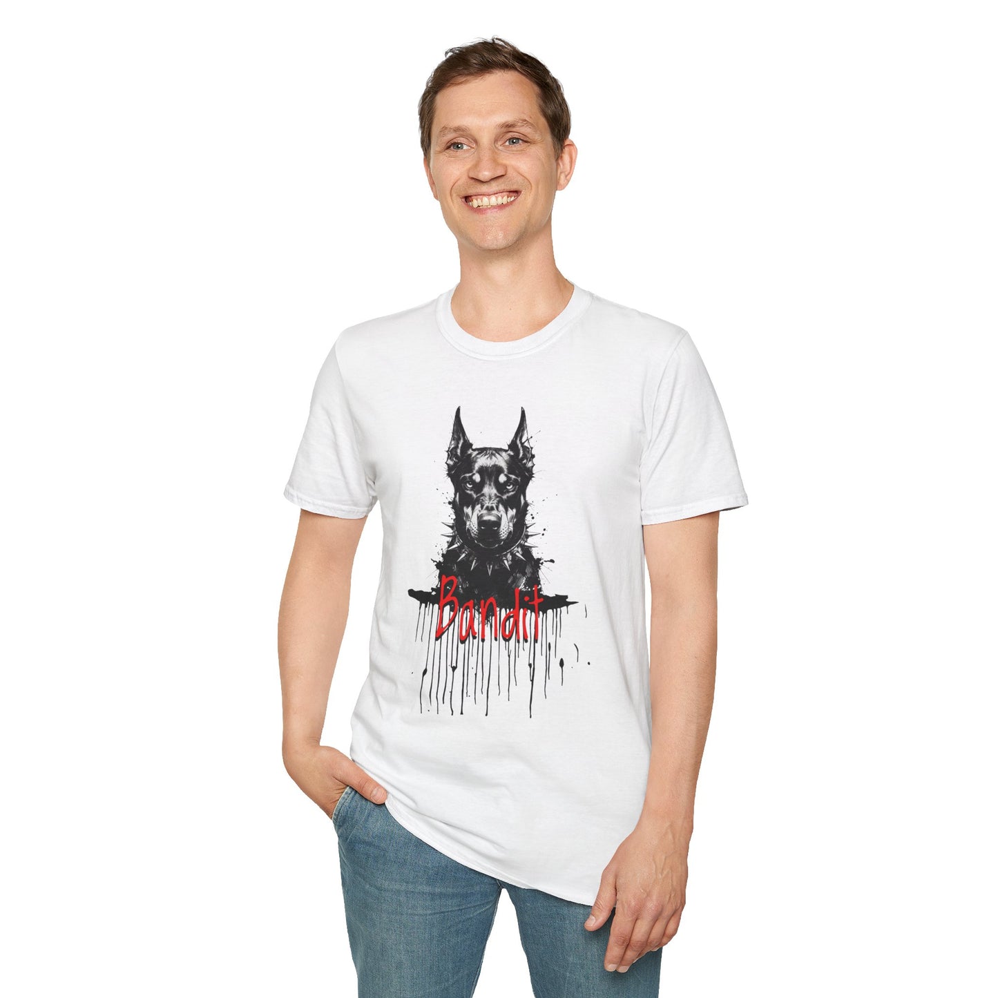 Doberman Portrait T-Shirt — "Warm Amour" Graphic Tee for Dog Lovers