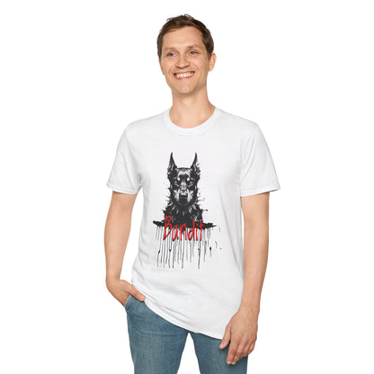 Doberman Portrait T-Shirt — "Warm Amour" Graphic Tee for Dog Lovers