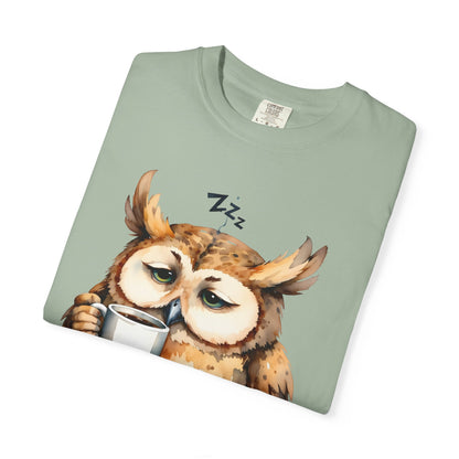 Not Ready Yet Owl T-Shirt — Cute Sleepy Owl Coffee Tee