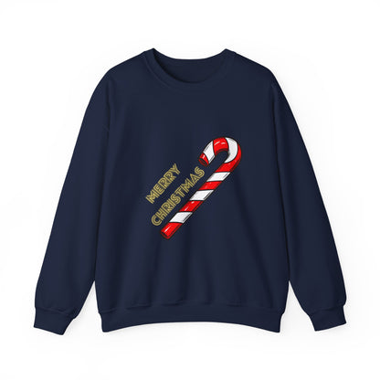 Christmas Candy Cane Crewneck Sweatshirt — "Merry Christmas" Holiday Sweater