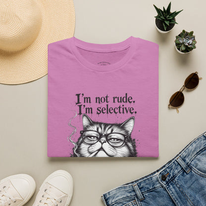 Cat Graphic T‑Shirt — "I'm Not Rude, I'm Selective" Funny Cat Tee
