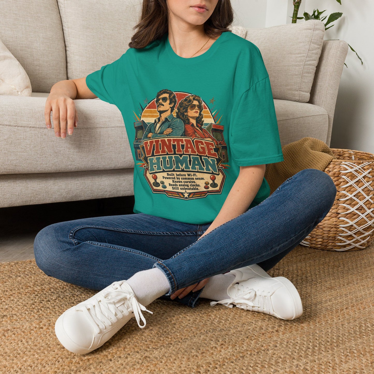 Vintage Human T-Shirt — Retro 70s Duo Graphic Tee