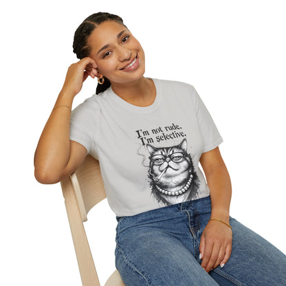 Cat Graphic T‑Shirt — "I'm Not Rude, I'm Selective" Funny Cat Tee