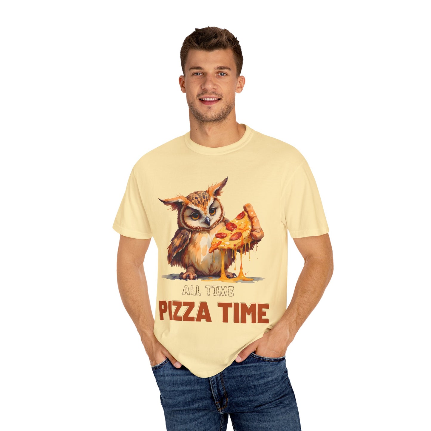 Pizza Time Owl T-Shirt — Cute Owl Eating Pizza Graphic Tee