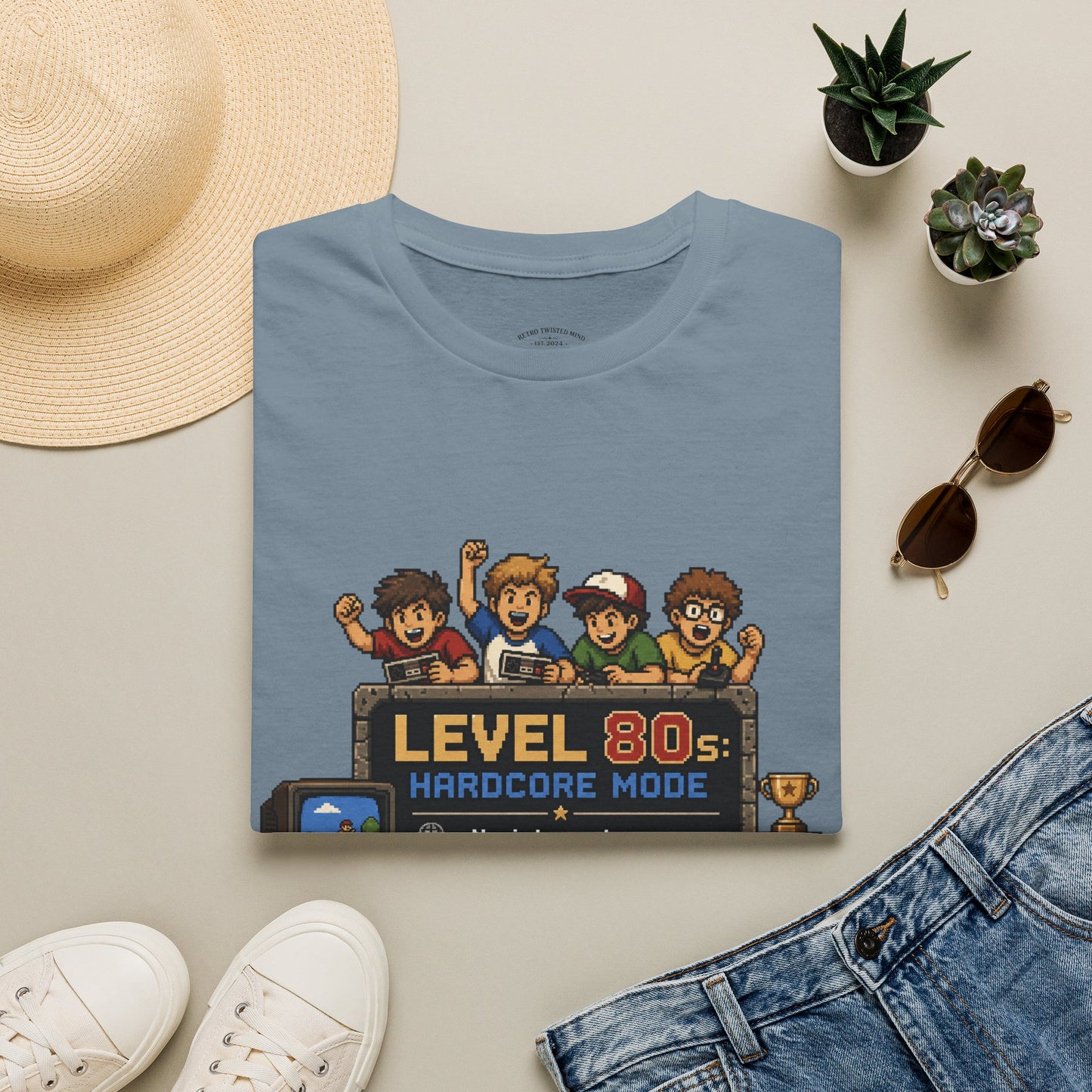 80s Level Up T-Shirt — 'Level 80s: Hardcore Mode' Retro Gaming Tee