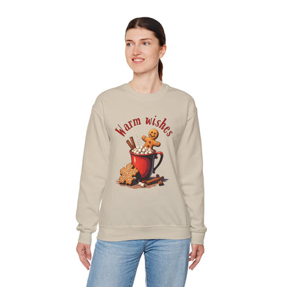 Crewneck Sweatshirt — "Warm Wishes" Hot Cocoa & Gingerbread Holiday Design