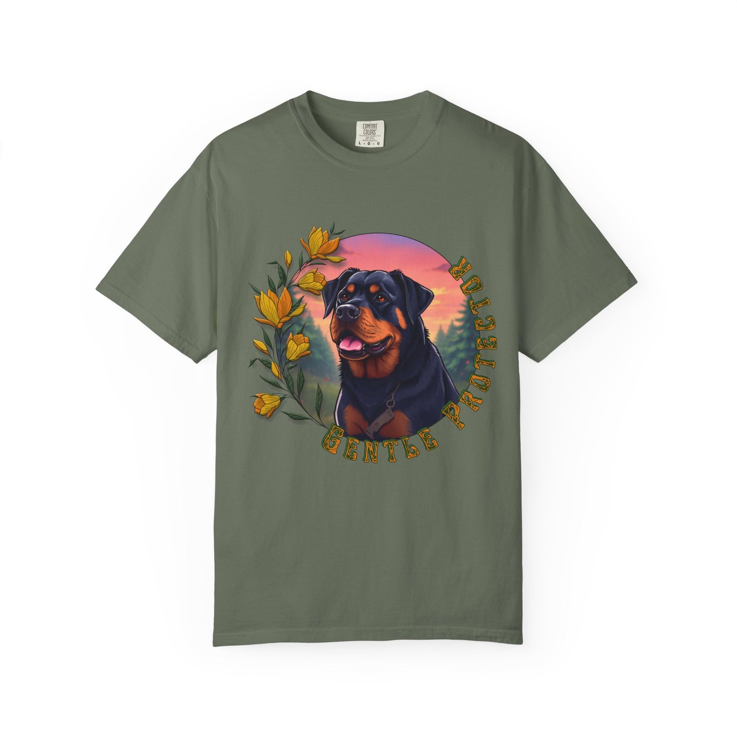 Gentle Protection Unisex Garment-Dyed T-shirt | Dog Lover Gift | Floral Design