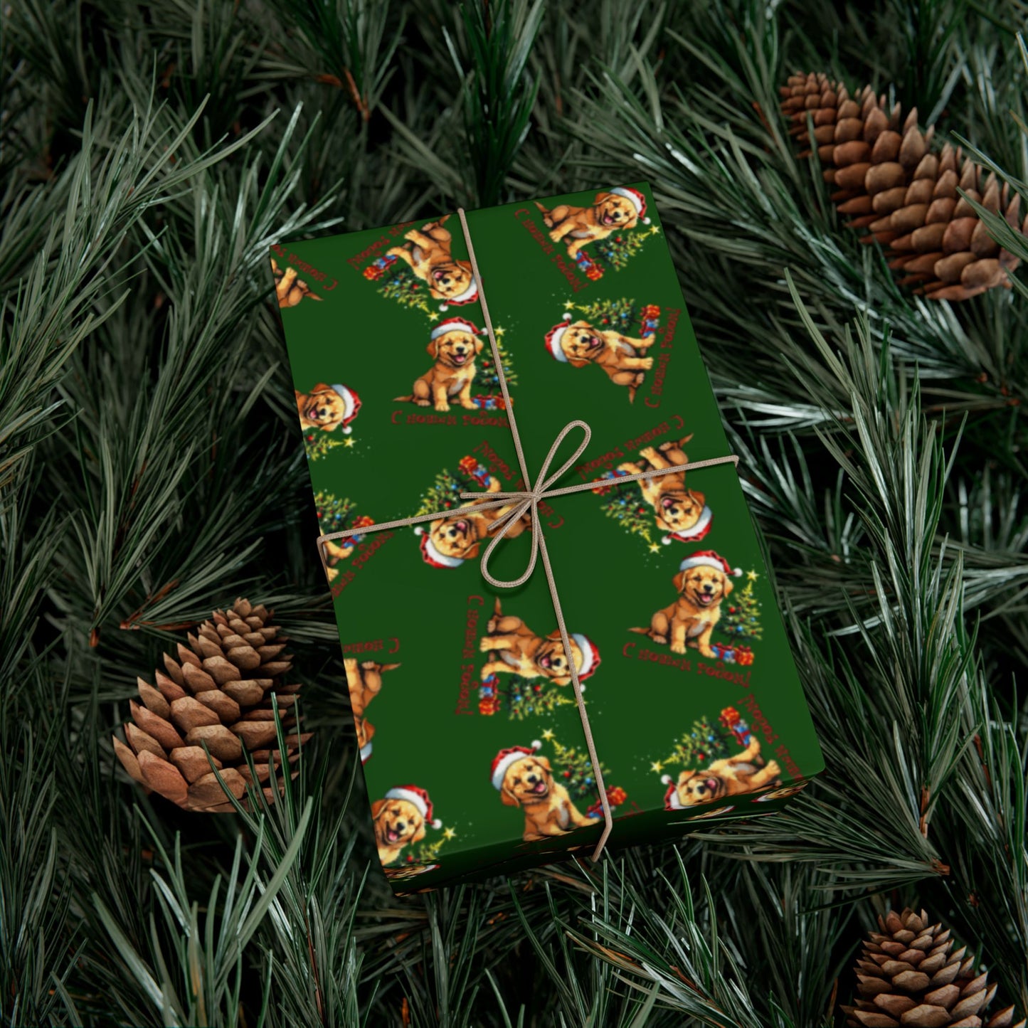 Gift Wrap Paper — Festive Gingerbread Dog Pattern (Holiday Wrapping)