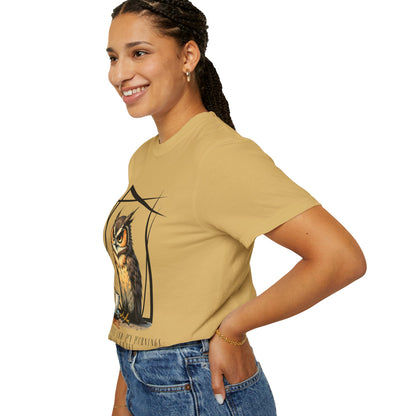 Owl & Coffee Graphic T-Shirt — 'A Day to Coffee and Contemplate'