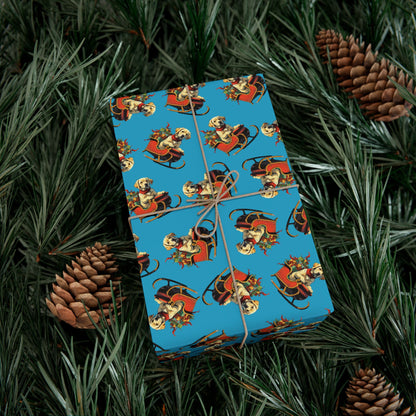 Santa Puppy Pattern Gift Wrap Paper – Cute Christmas Wrapping Sheets