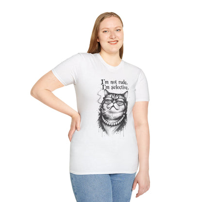 Cat Graphic T‑Shirt — "I'm Not Rude, I'm Selective" Funny Cat Tee