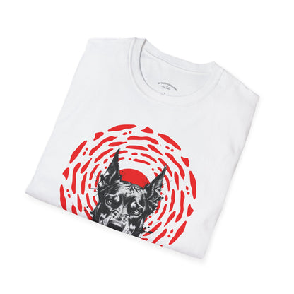 Doberman Graphic T-Shirt — Red Halo 'Bandit' Design