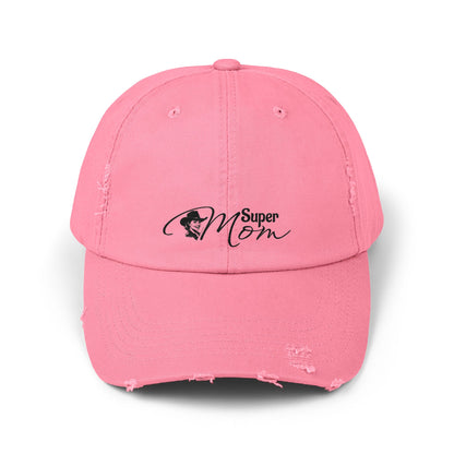 Super Mom Unisex Distressed Cap, Casual Hat for Moms, Gift for Mother's Day, Everyday Wear, Relaxed Style