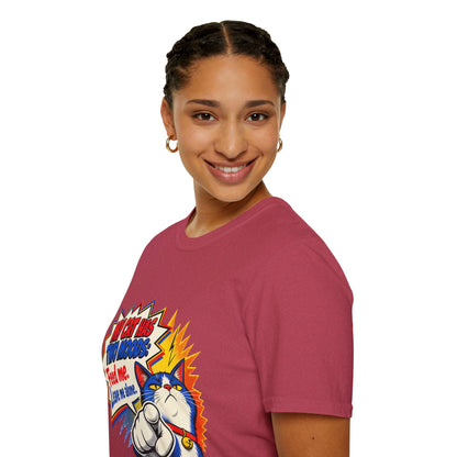 Cat T-Shirt — "My Cat Has Two Moods: Feed Me, Leave Me Alone" Funny Retro Comic Tee