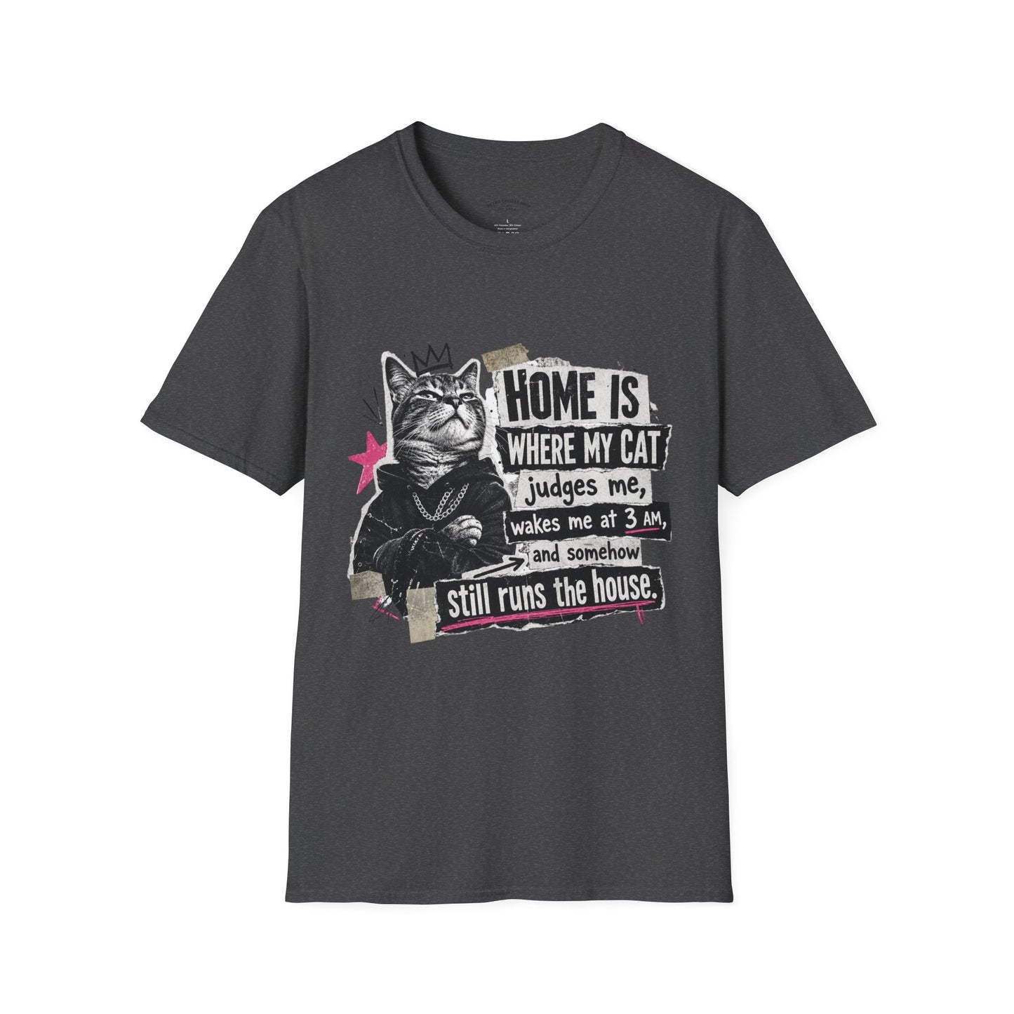 Cat T-Shirt — "Home Is Where My Cat Judges Me" Funny Graphic Tee